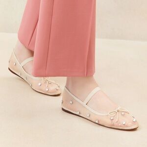 Loeffler Randall Leonie Cream/Crystal Ballet Flat Size 7